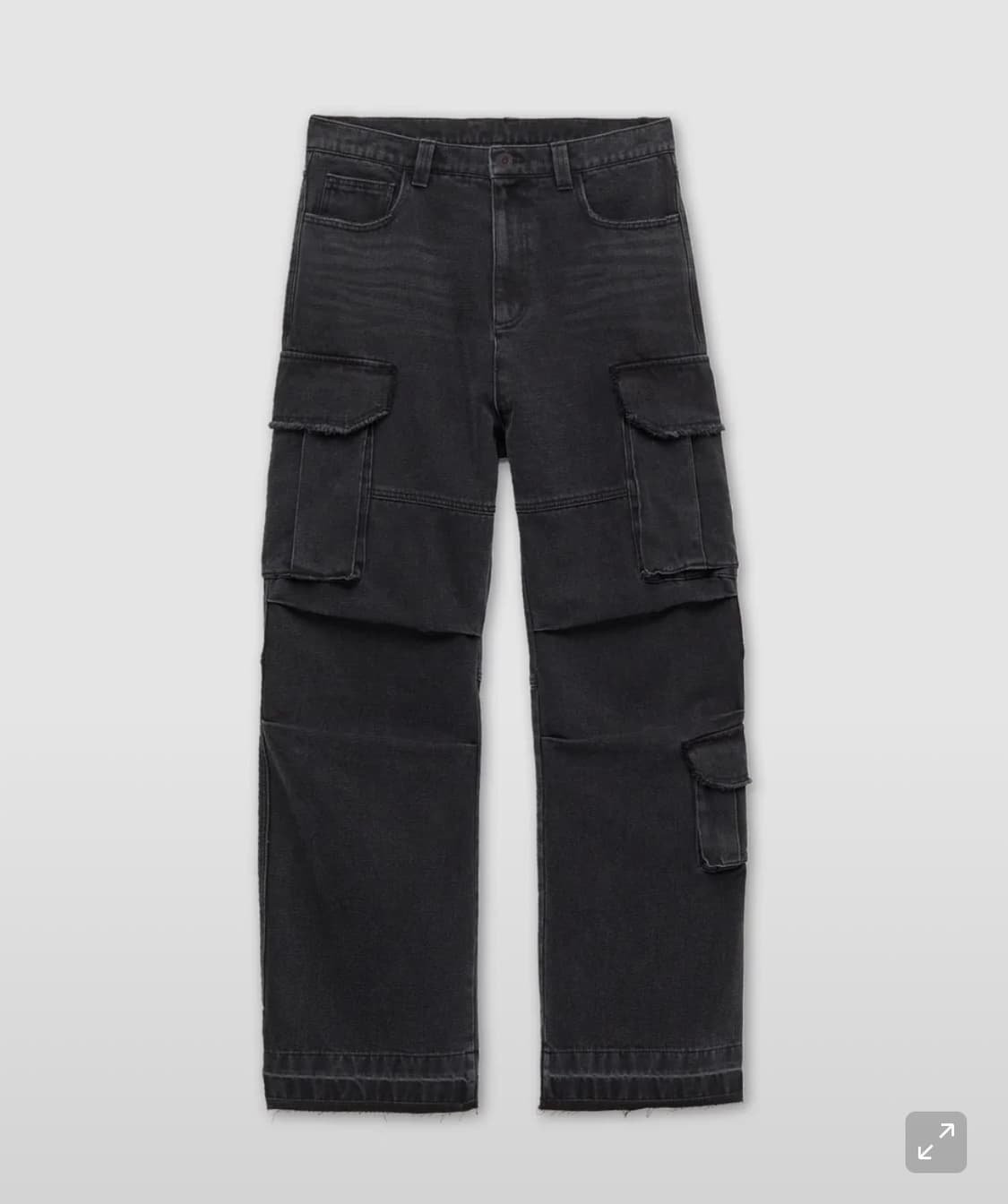 [L] COOR 컷 오프 멀티 카고 데님 팬츠 (블랙) 상품이미지1