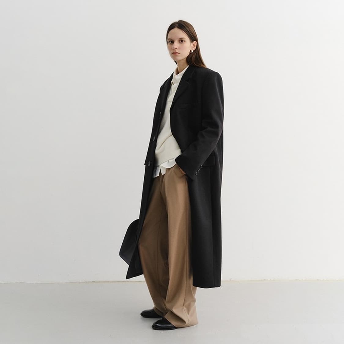 던스트 캐시미어 울 롱코트 블랙 상품이미지2