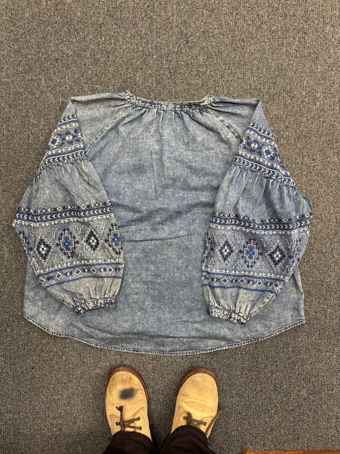 TITICACA 빈티지 나바호 패턴 데님 블라우스 셔츠 상품이미지4