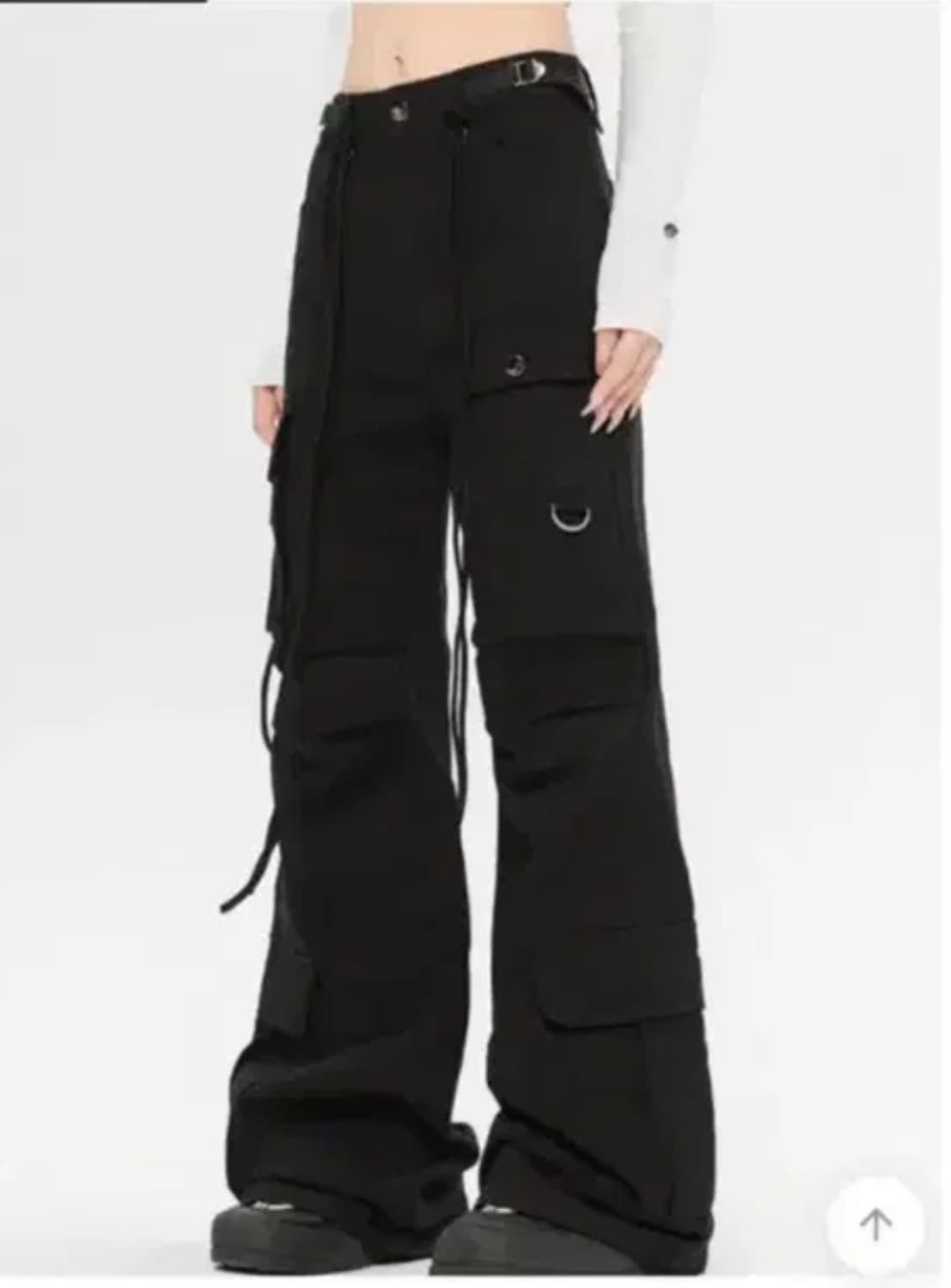 로우라이즈 포켓 카고 팬츠 블랙 y2k 하이웨스트 빈티지 펑크 세미부츠컷 상품이미지1