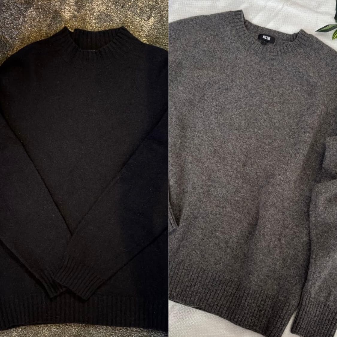 유니클로 블랙,그레이 램스울크루넥스웨터 Uniqlo 세트 상품이미지1