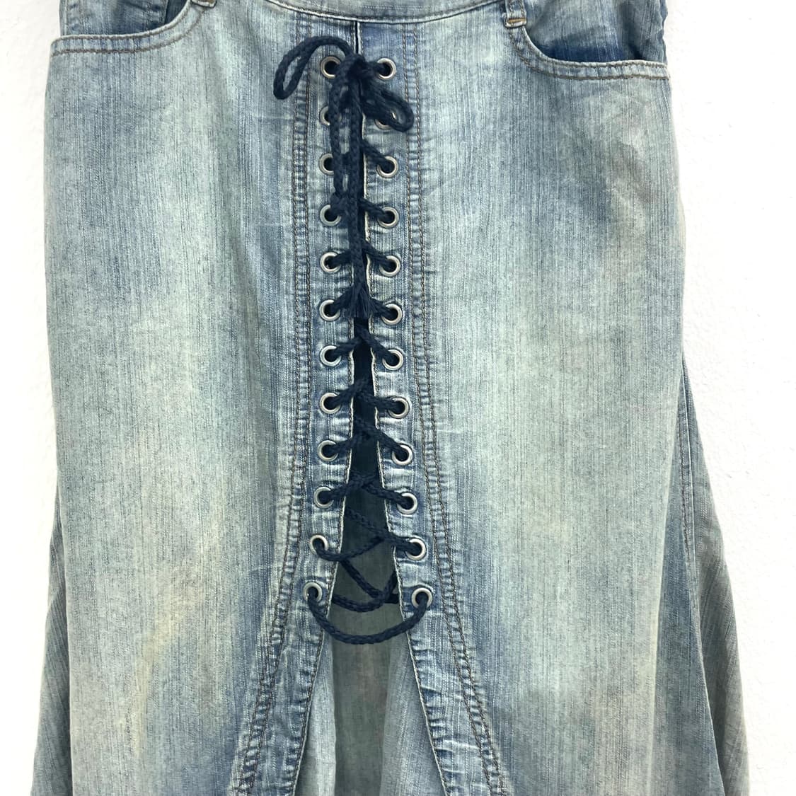corset vintage wash denim skirt 상품이미지3