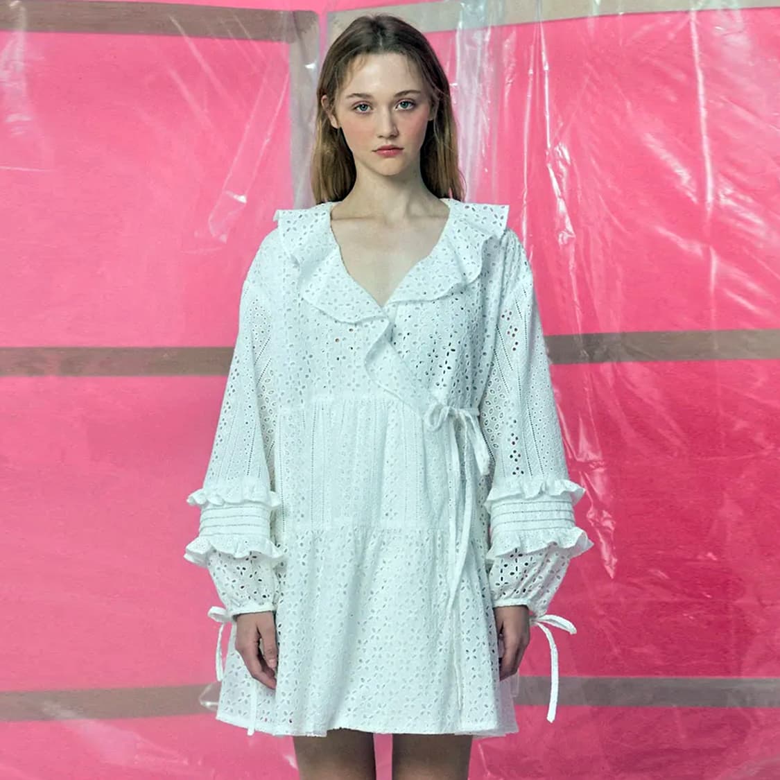 아이아이(EYEYE) 펀칭 아일렛 랩원피스 프리사이즈 상품이미지1