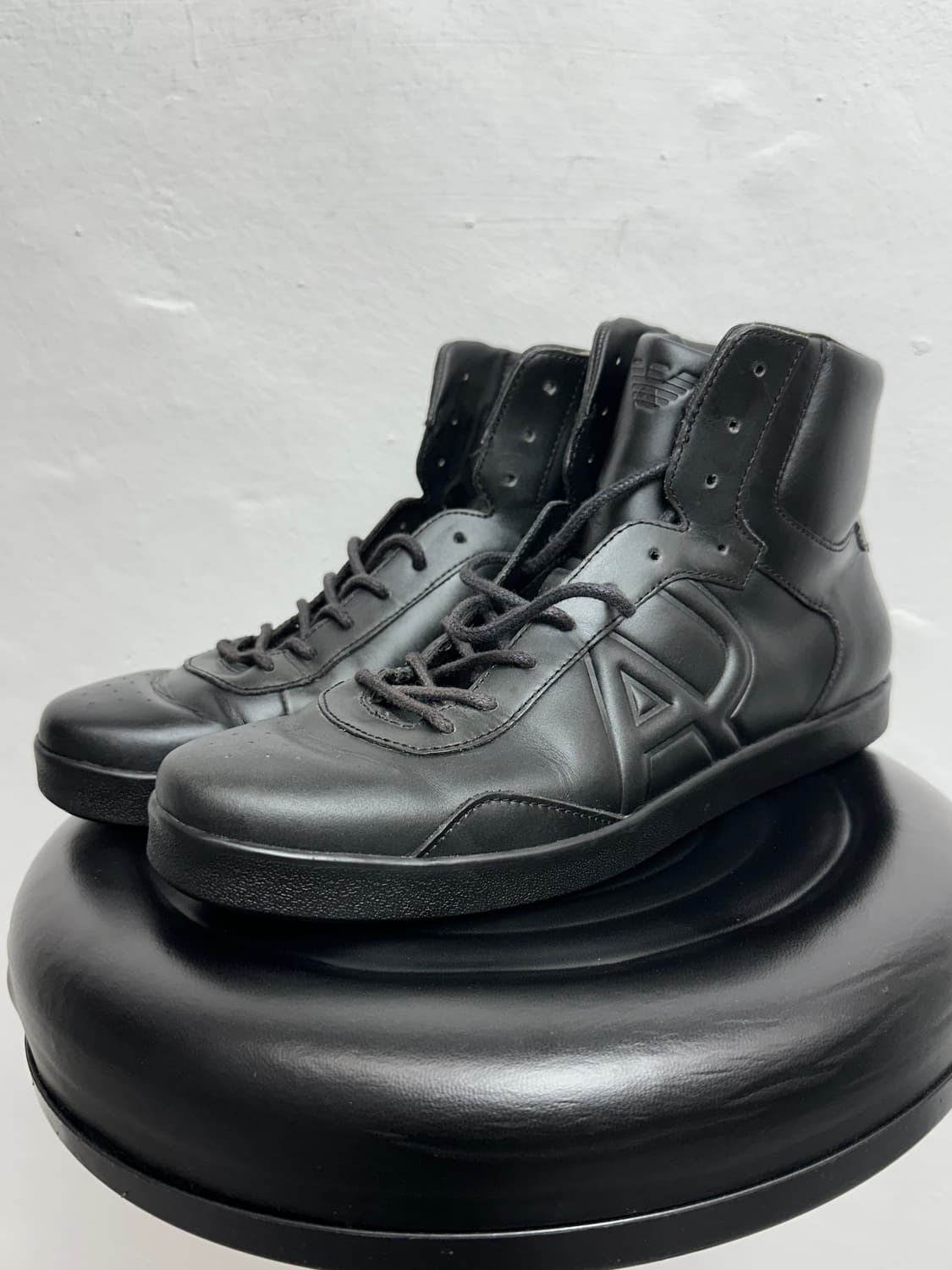 Armani Jeans Logo Black Leather High-Top 상품이미지5