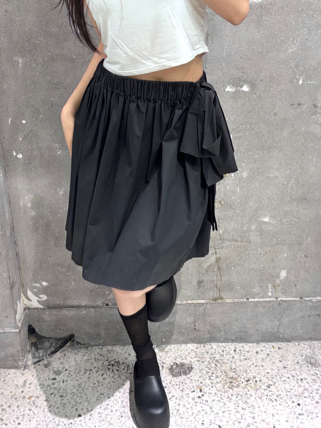 MSGM 블랙 코튼 밴딩 미니 스커트 상품이미지3