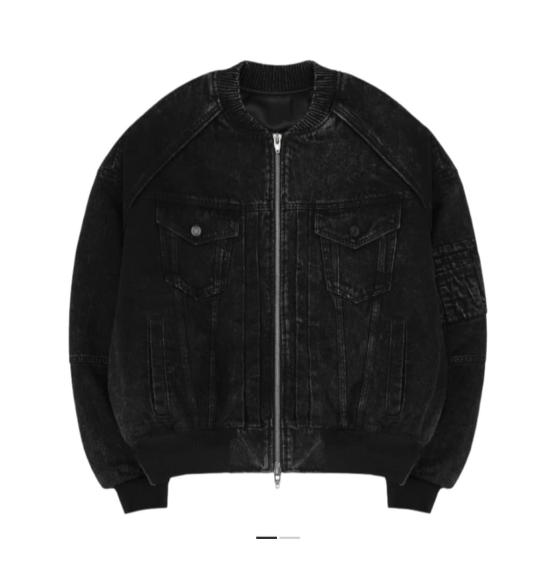 48 준지 데님 마원 트러커 디자인 MA-1 점퍼 블랙 23FW 착장 상품이미지4