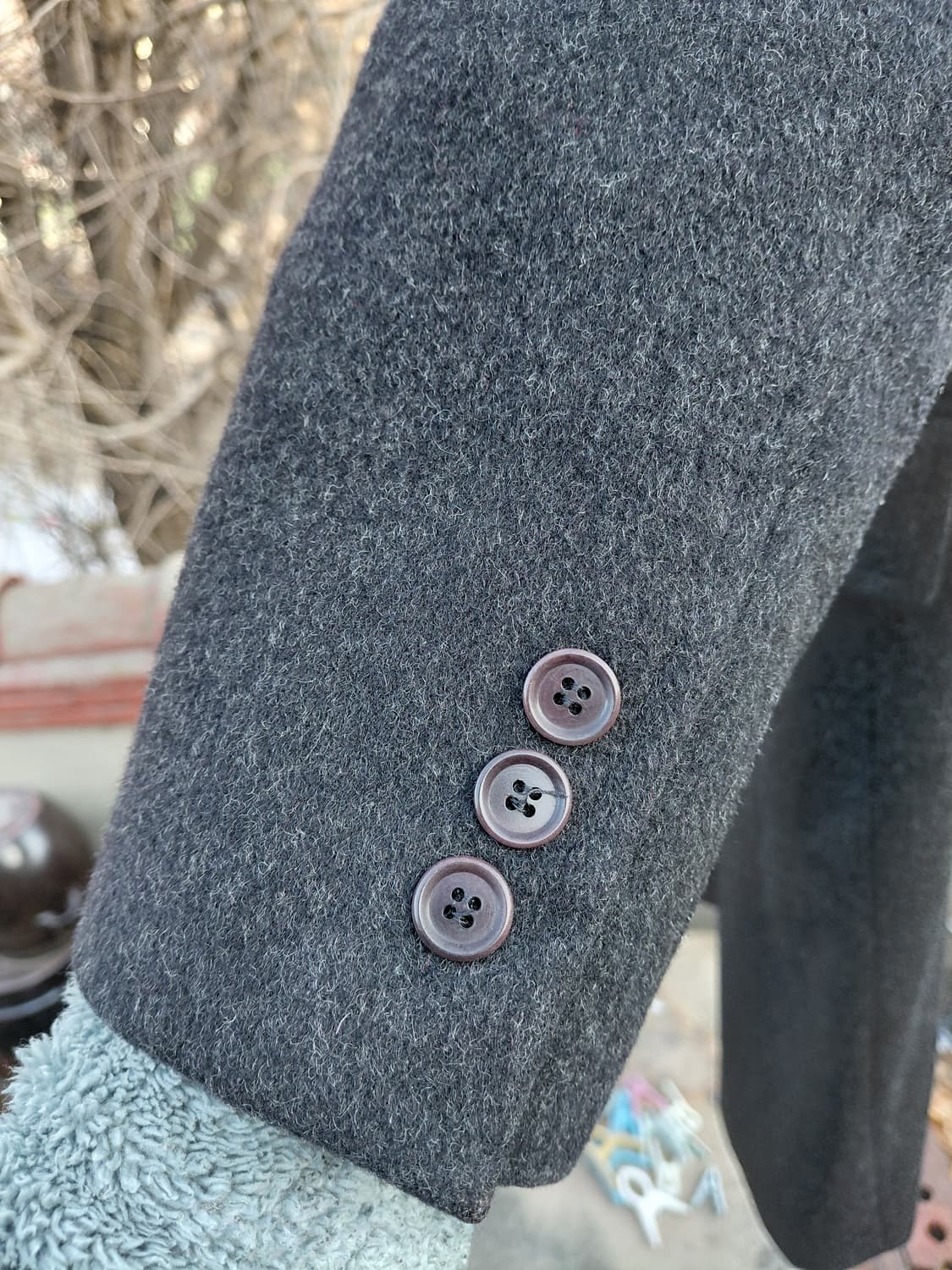 런던포그 그레이 캐시미어 싱글 롱코트 100 상품이미지3