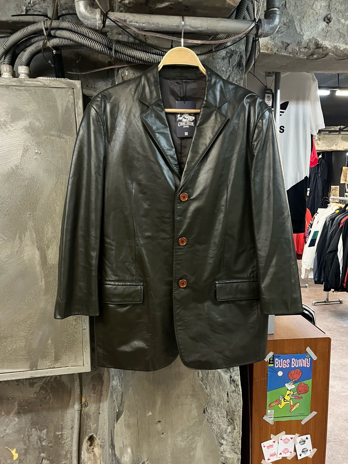 빈티지 소가죽 레더 자켓 다크그린 100 #csz2038 상품이미지1
