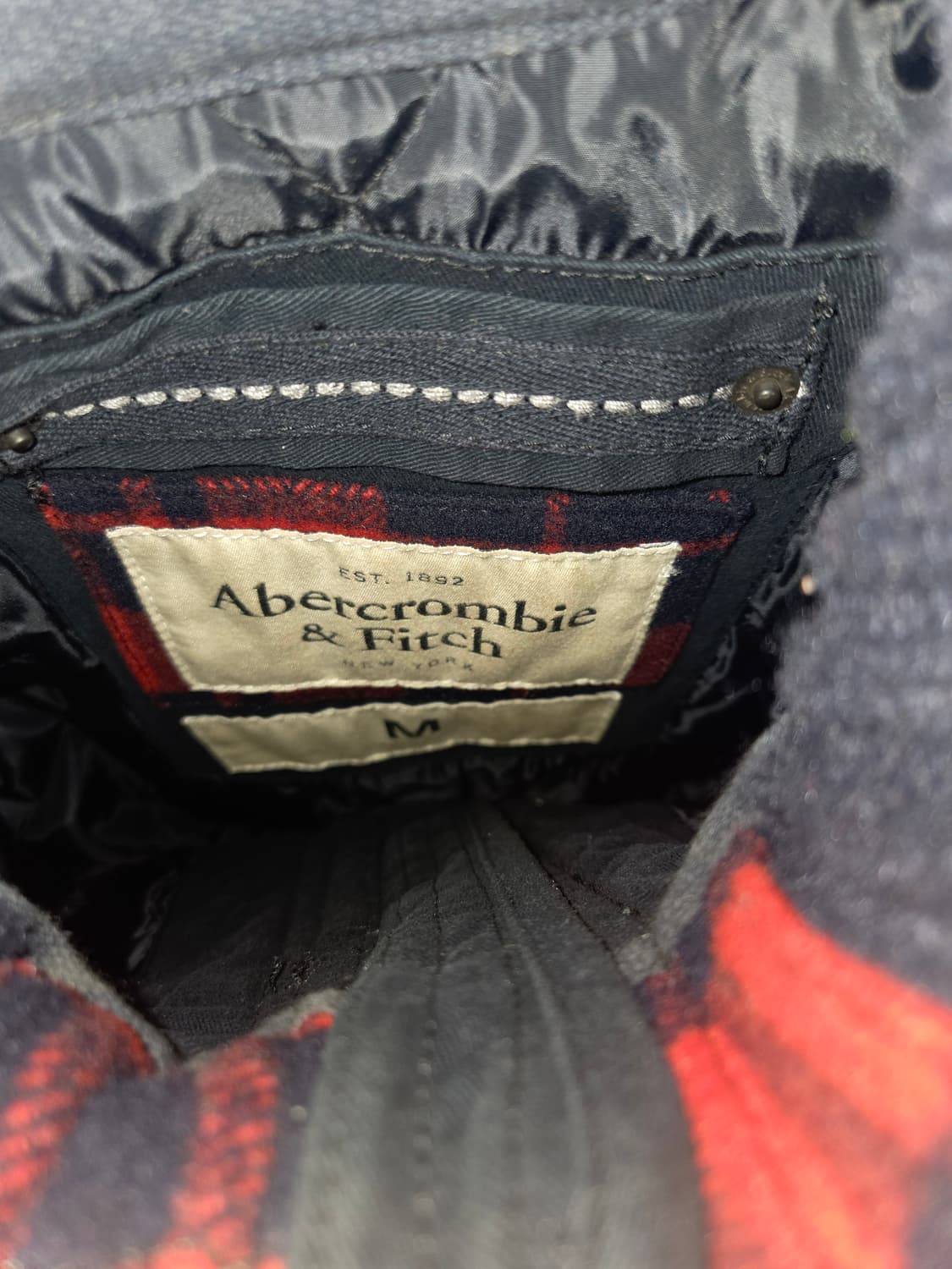 아베크롬비 빈티지 버팔로 헤비 울 체크 코트 필드자켓 레드 표기M사이즈 상품이미지5