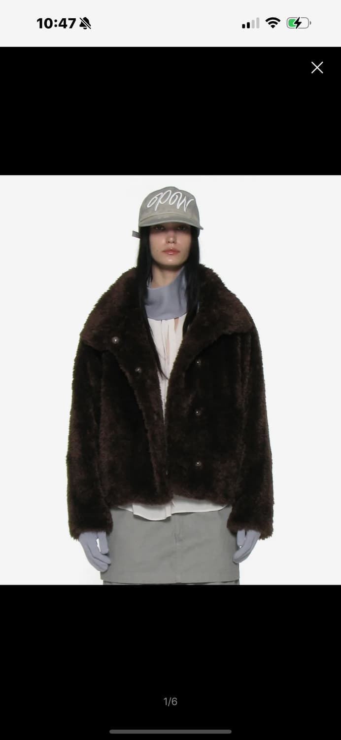 파르티멘토우먼 코쿤 하이넥 퍼 자켓_브라운 상품이미지1