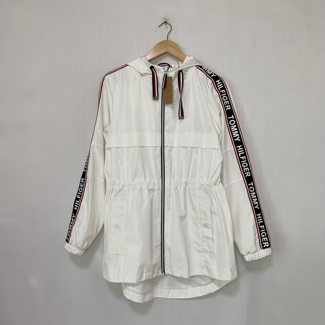 타미힐피거 셔링 화이트 바람막이 후드 자켓 빈티지 고프코어 상품이미지1