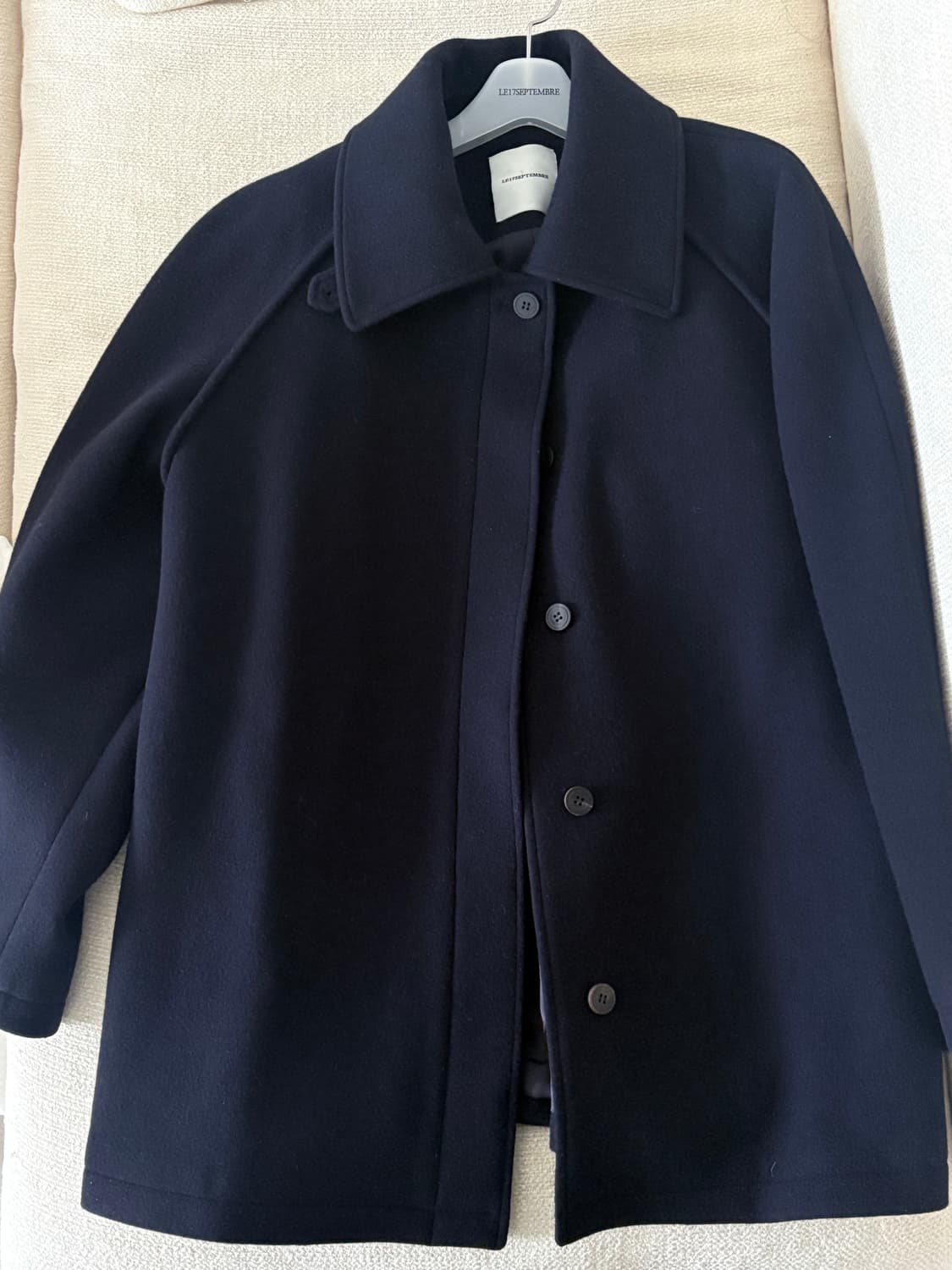 le17septembre 르셉템버 래글런 하프코트 네이비 상품이미지1