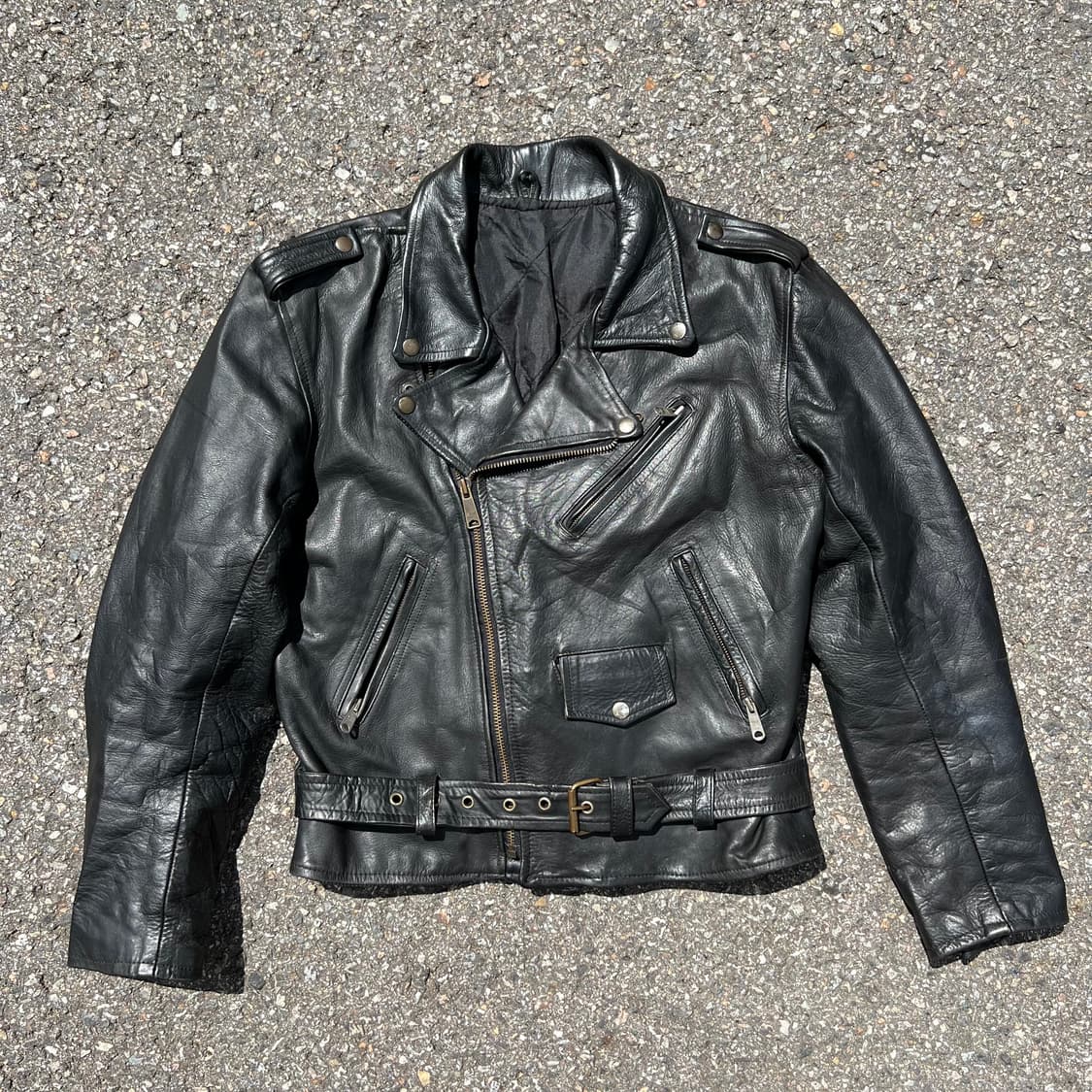 80s~90s Echtes Leder Double Rider Jacket 상품이미지1
