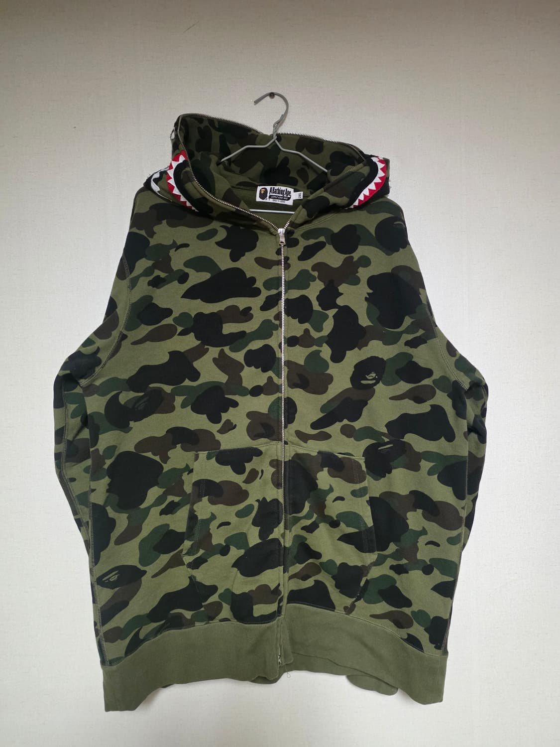 [2XL] 베이프 1ST 그린 카모 샤크 후드집업 상품이미지1