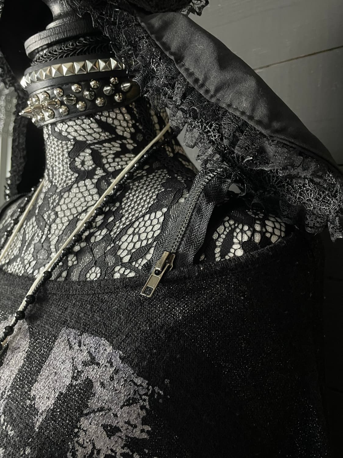 CORNFLAKE 콘플레이크 펑크 지퍼 셔링 퍼플 레터링 블랙 롱슬리브 상품이미지4