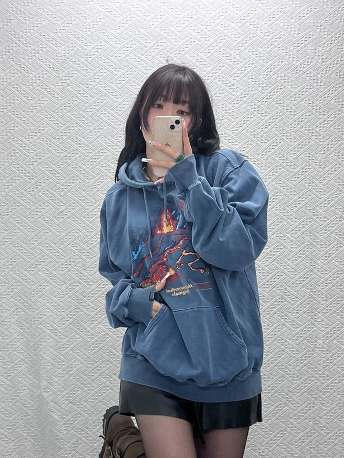 디스이즈네버댓 빈티지 레트로 그래픽 딥블루 후드티 XL C11302 상품이미지2