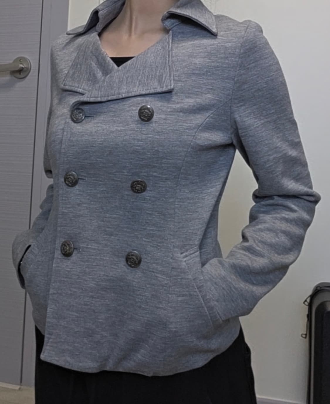 Archive 무채색 슬림핏 더블버튼 그레이 면자켓 상품이미지4
