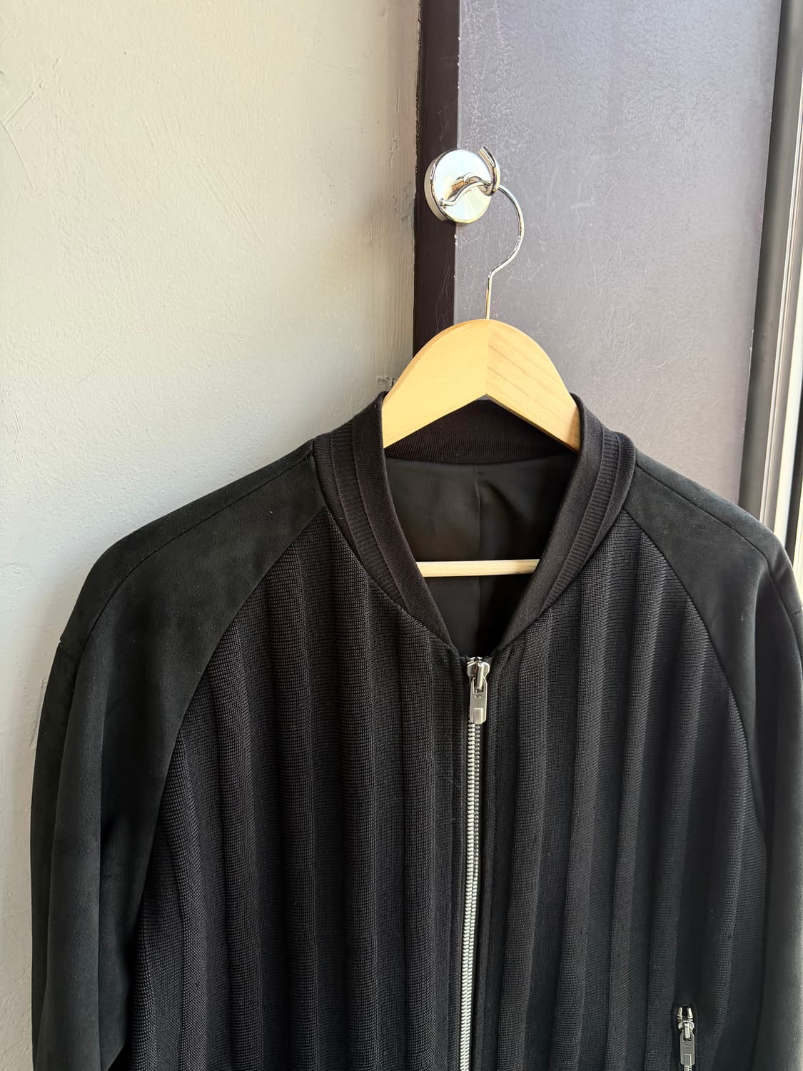 100/ 시스템옴므 스웨이드 블렌딩 골지 니트 집업 상품이미지3