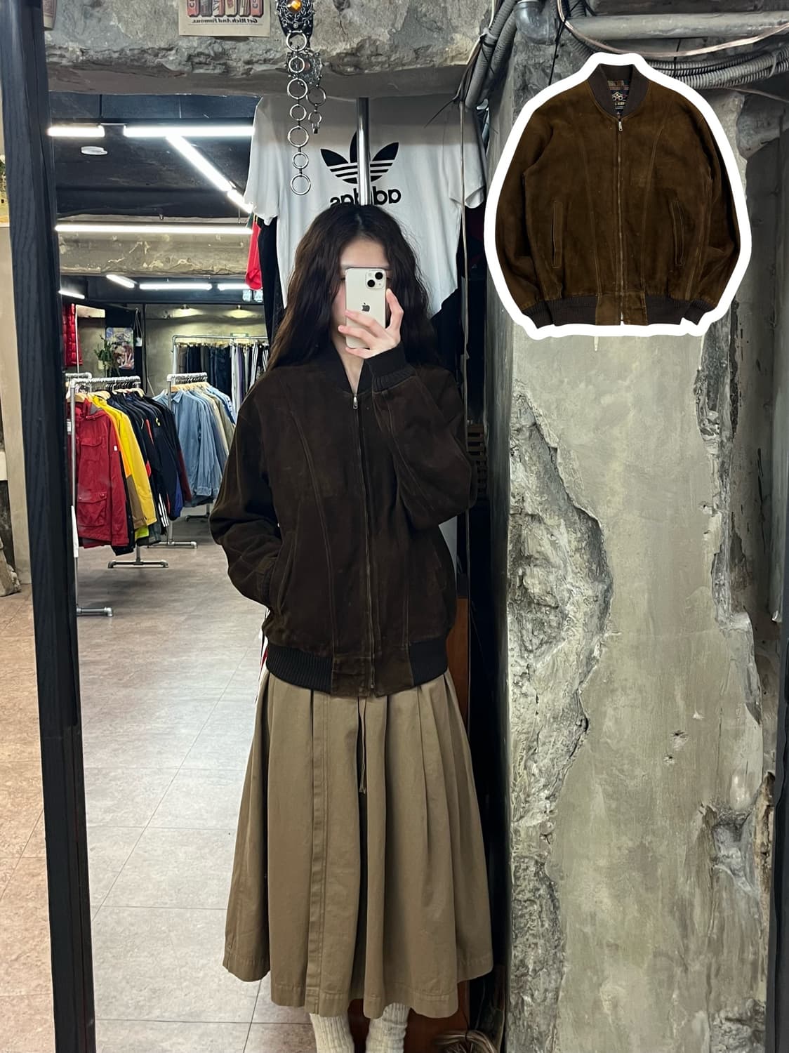 빈티지 스웨이드 집업 자켓 브라운 XL #csz2335 상품이미지1