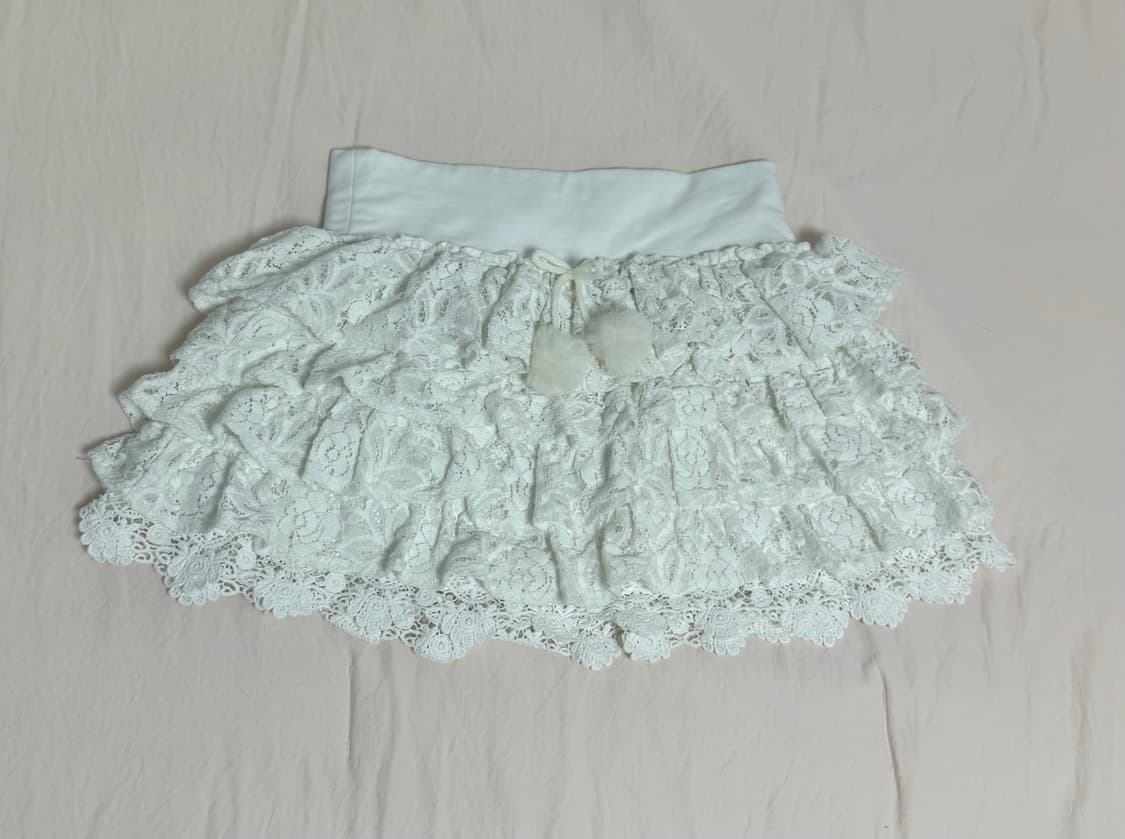 빈티지) 대대장 세실맥비 폼폼이 레이스 큐롯 스커트 화이트 리즈리사 갸루 상품이미지3