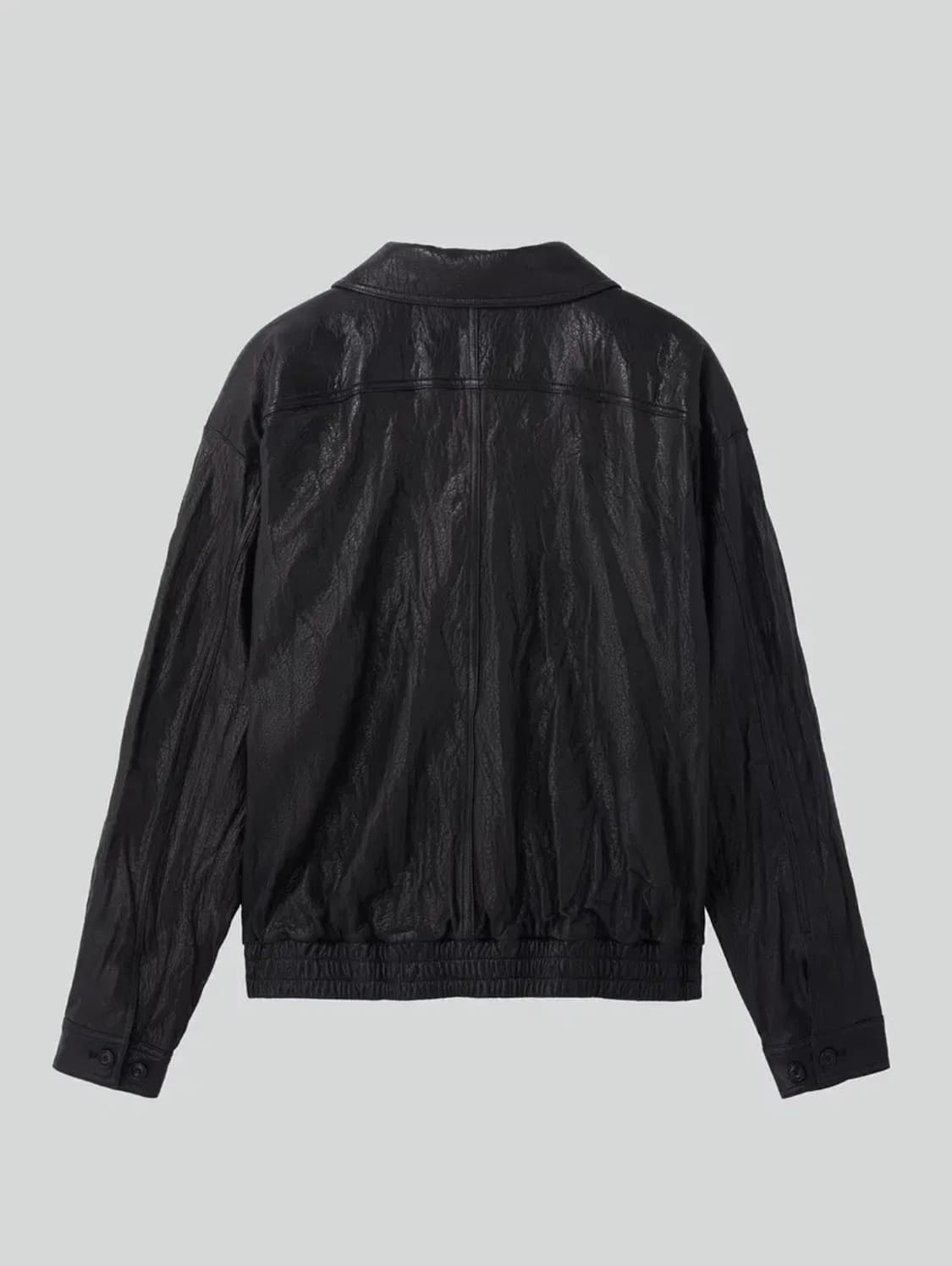 [M] 렉토 하이넥 크링클 레더 가죽 점퍼 자켓 블랙 상품이미지2