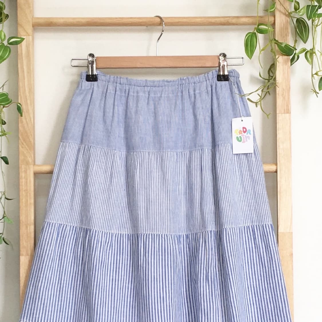 JPN/ 모리걸롱스커트 모리룩스커트 패치워크스커트 스트라이프 캉캉롱스커트 상품이미지2