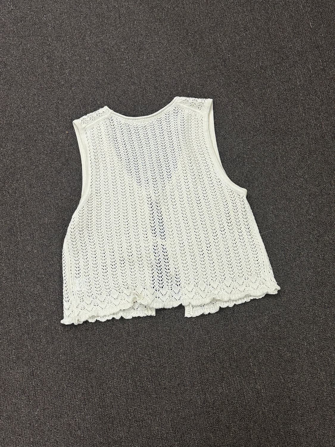 L)GU 빈티지 여성 펀칭 프릴 슬리브리스 가디건 상품이미지2