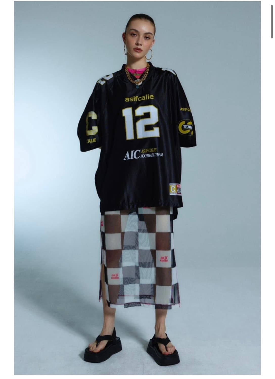 애즈이프캘리 풋볼저지티 블랙 (뉴진스 혜인 착용) 상품이미지1