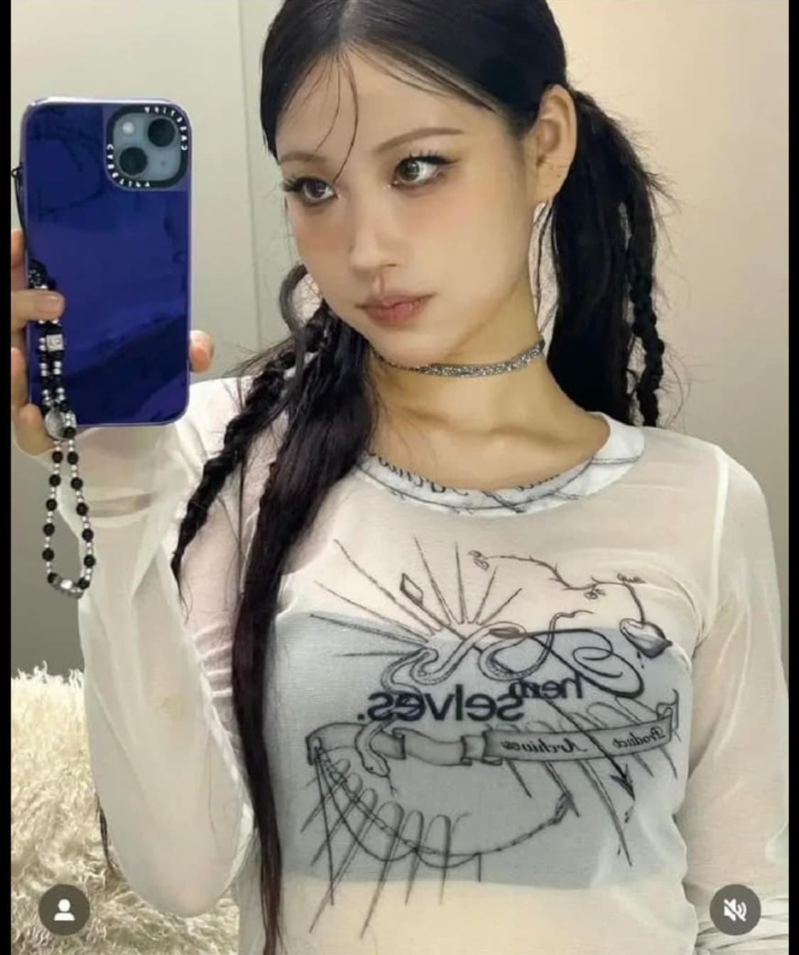 2000아카이브 더오픈프로덕트 메쉬 프린팅 탑 단종템 상품이미지4