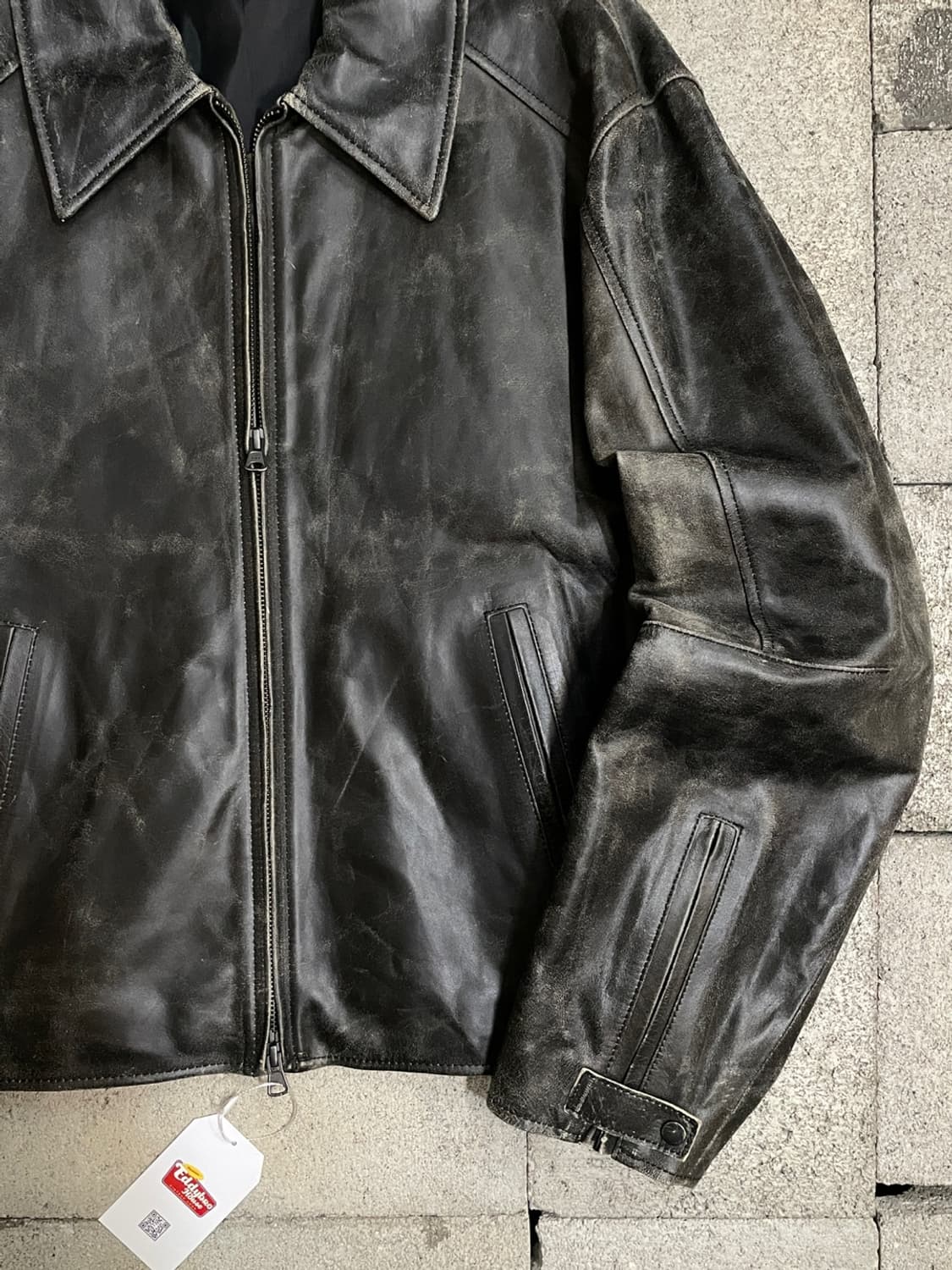 쿠어 내추럴 필링 풀업 가죽 자켓  상품이미지6