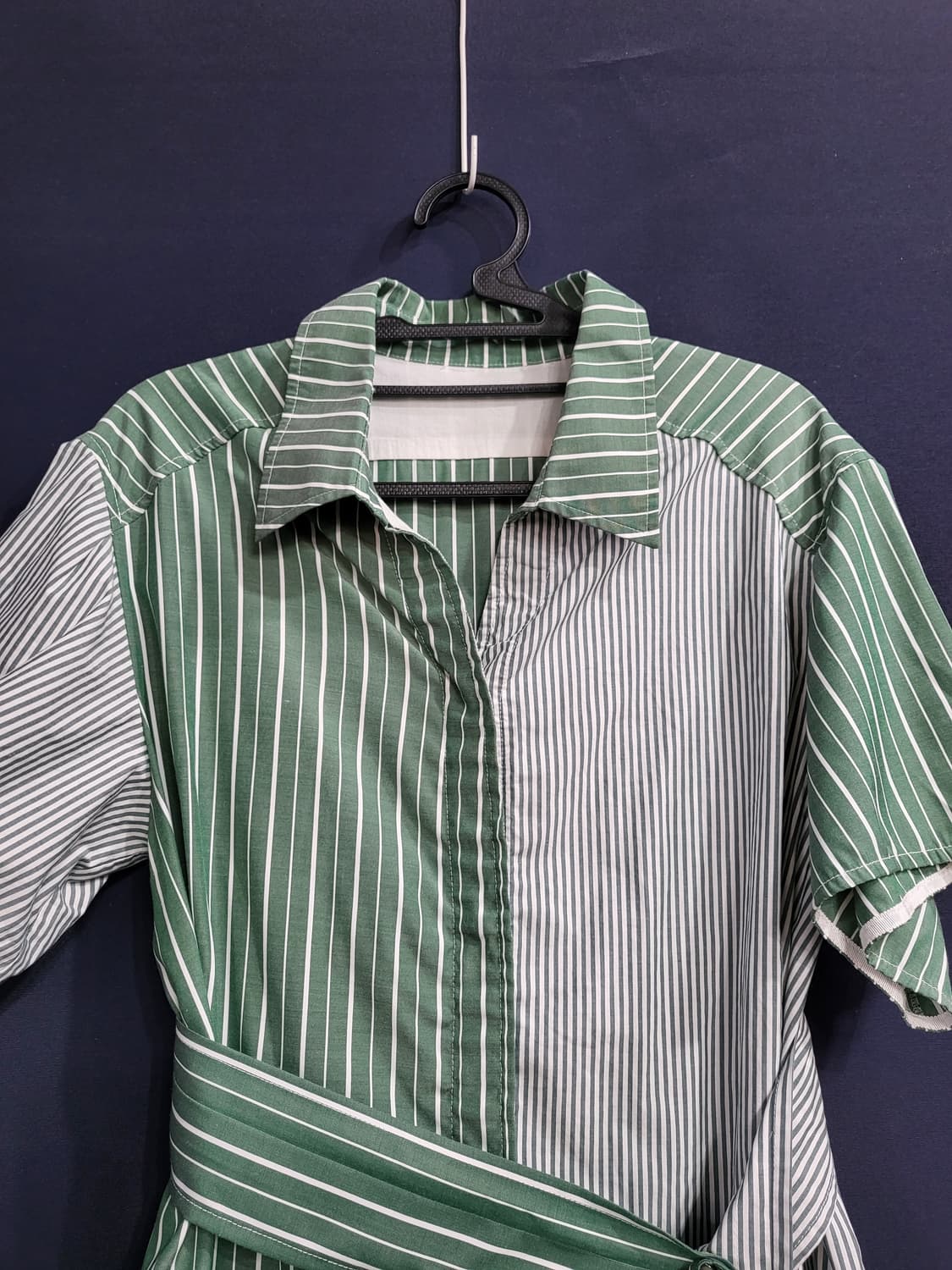 스트라이프 벨트 셔츠식 롱원피스 상품이미지2