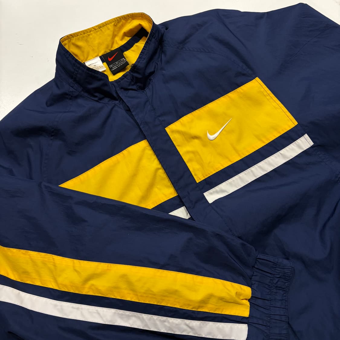 [M] 90s 나이키 올드스쿨 버튼 바람막이 네이비/옐로우 C295 상품이미지3
