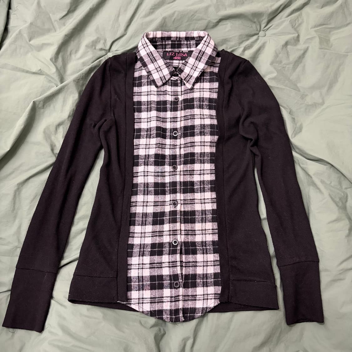리즈리사 체크 셔츠 레이어드 티셔츠 갸루 상품이미지1