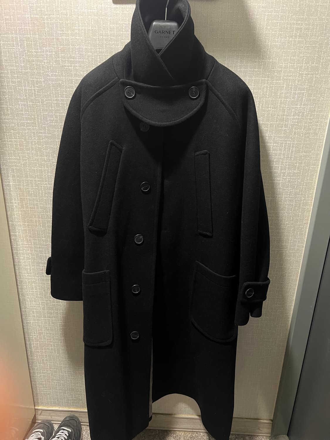 [1]언더마이카 리전.02 발마칸 오버사이즈 울 코트 블랙 상품이미지1