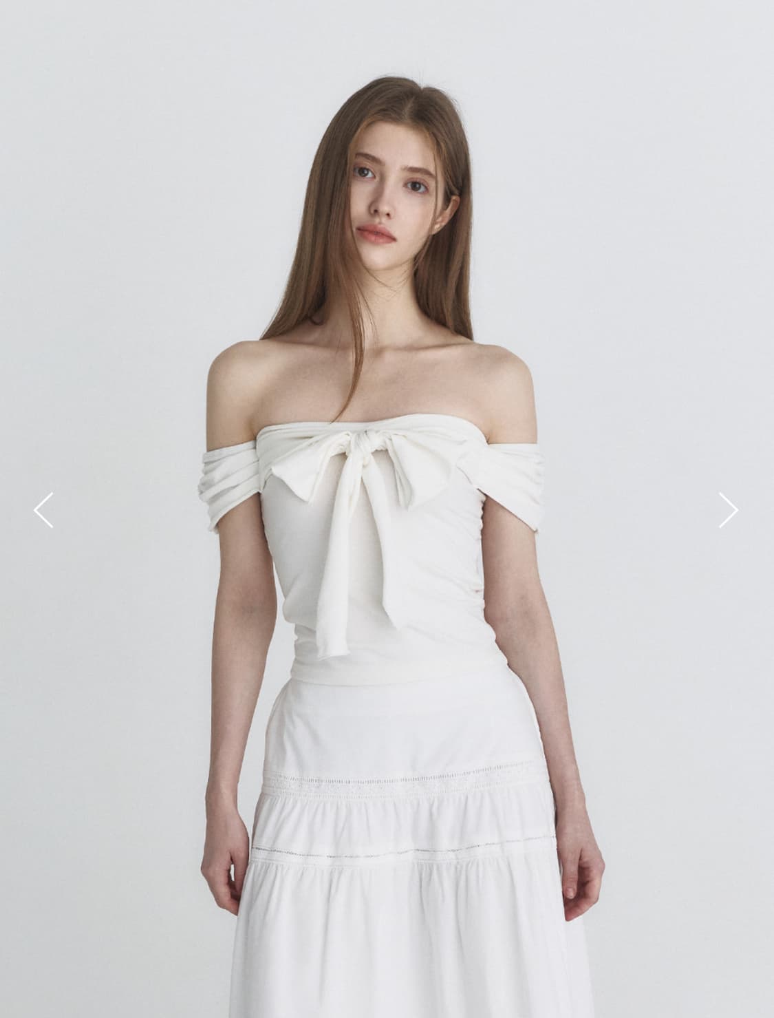 (새상품) 낫유어로즈 Notyourose 오프숄더 ribbon top 상품이미지1