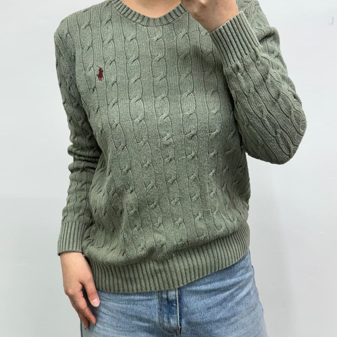 [S] 폴로 올리브 케이블 니트 상품이미지2