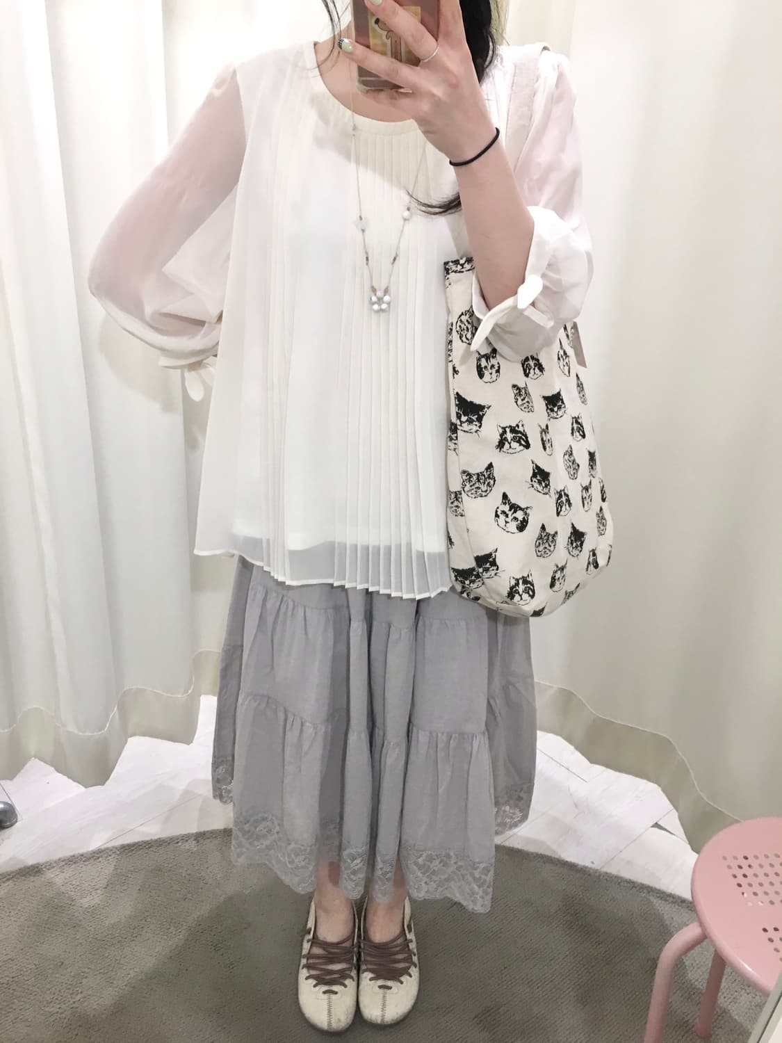 pleats ribbon blouse 상품이미지2