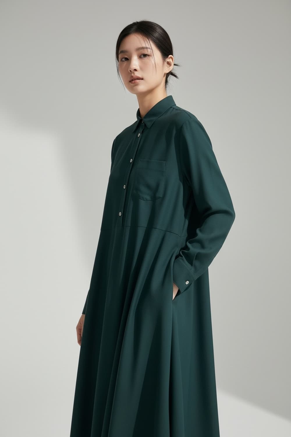 스튜디오톰보이 다크 그린 롱 봄 원피스 F 상품이미지1