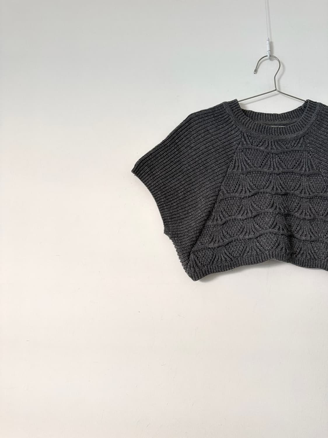 Cable half layered knit / grey 상품이미지5