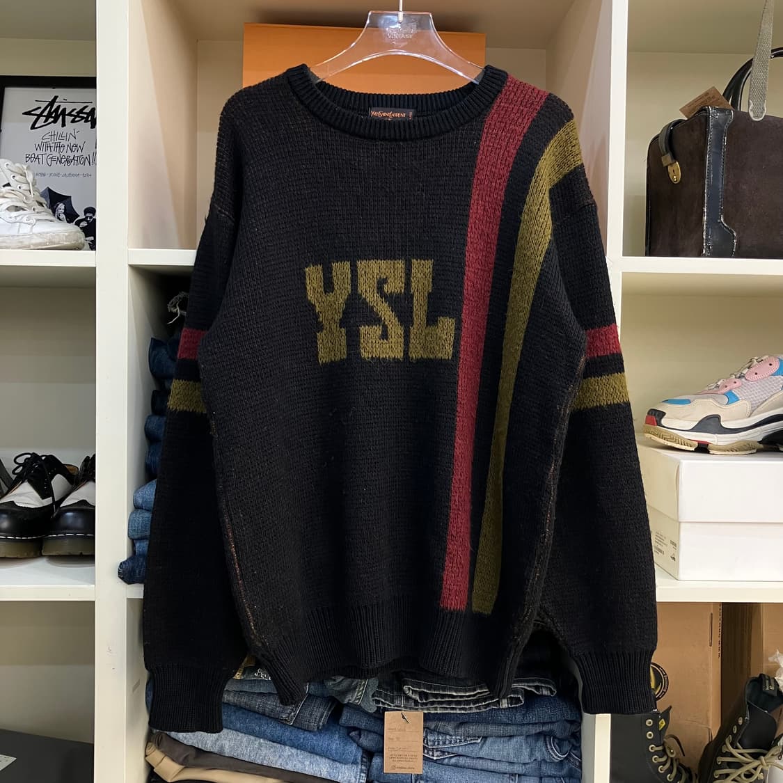 입생로랑 배색 로고 니트 상품이미지1