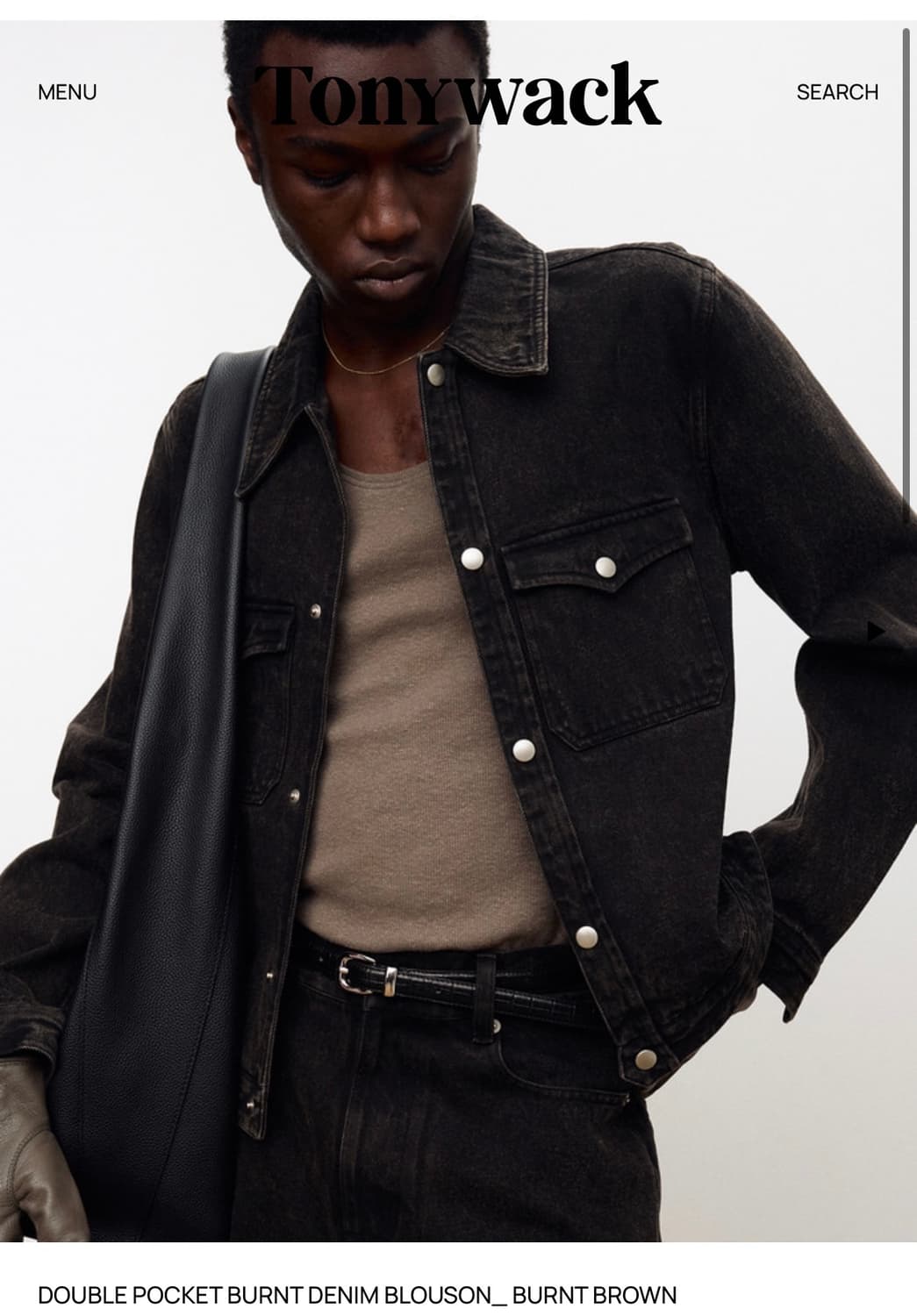 (L) 토니웩 더블 포켓 번트 데님 블루종 크롭 자켓 판매 상품이미지2