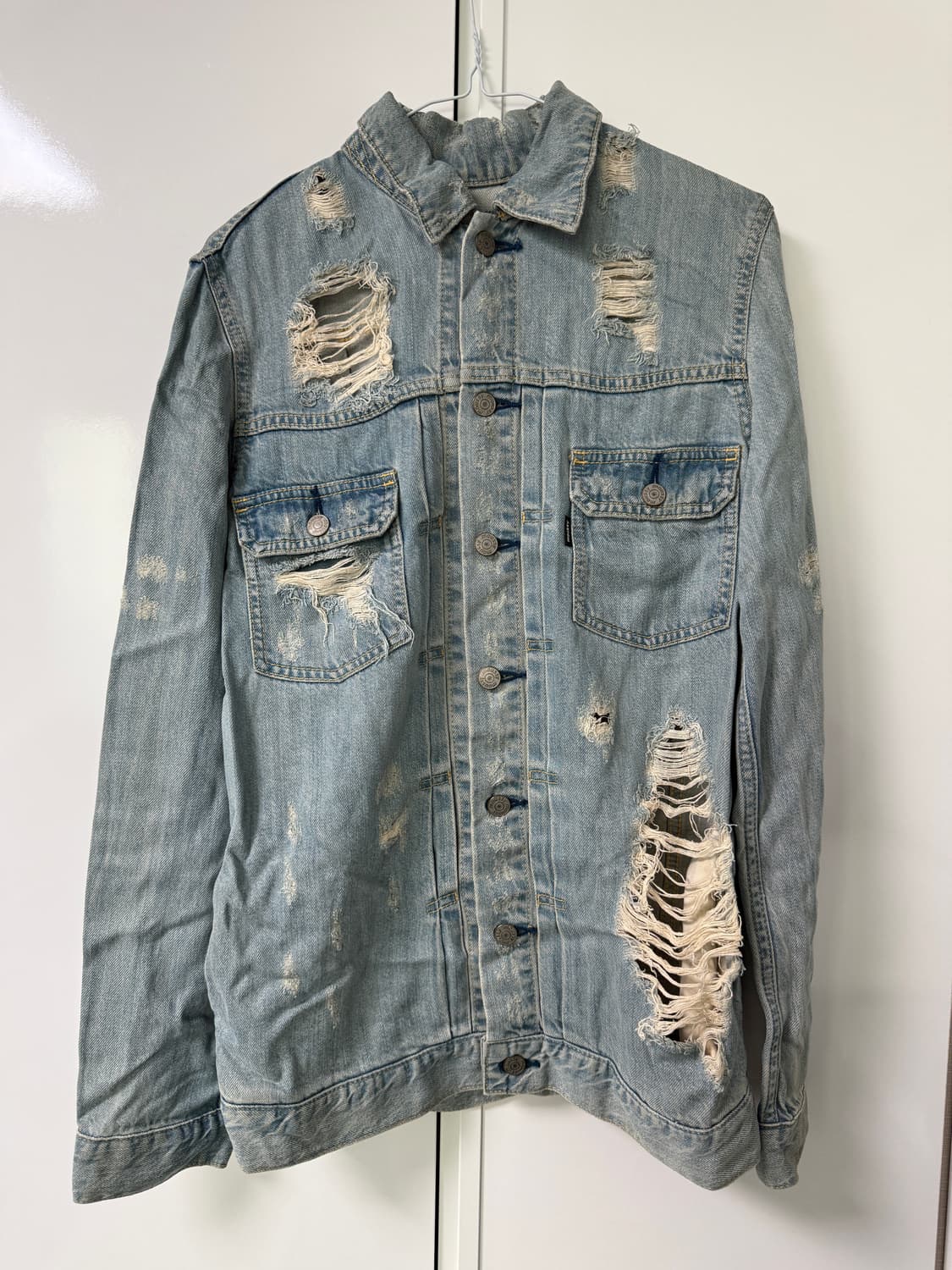 빈티지 데미지 디테일 연청 셔츠 상품이미지1