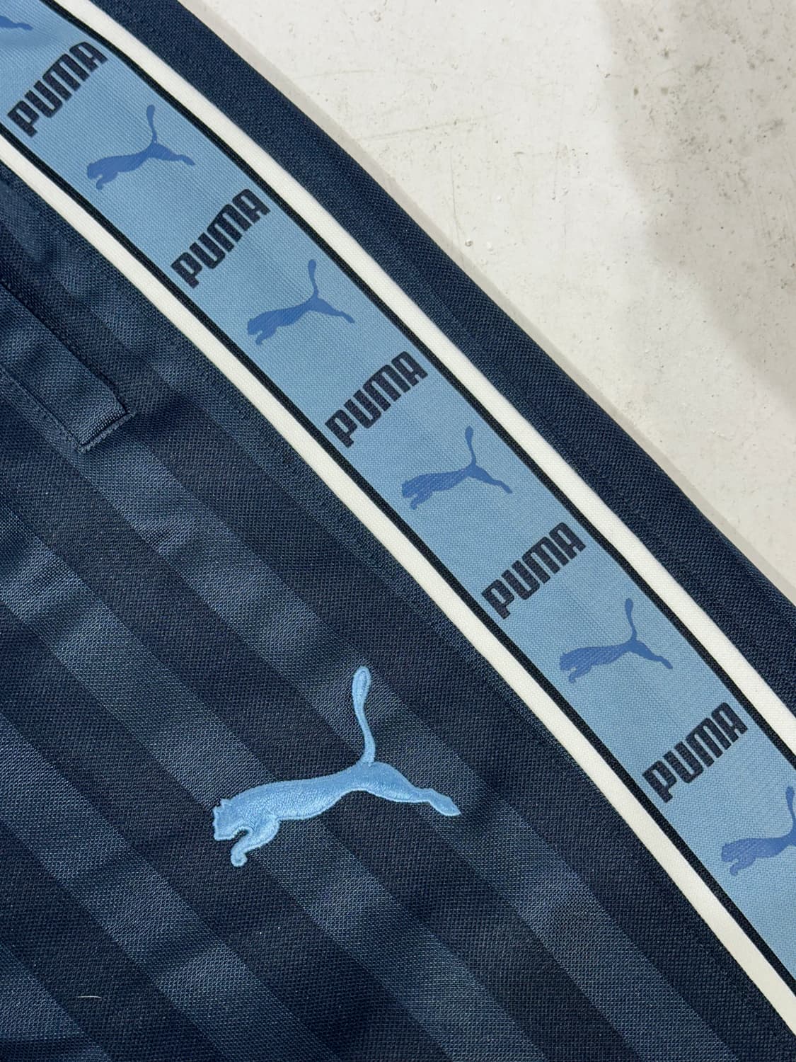 푸마 네이비 와이드 스카이 블루 사이드 라인 추리닝 바지 상품이미지6