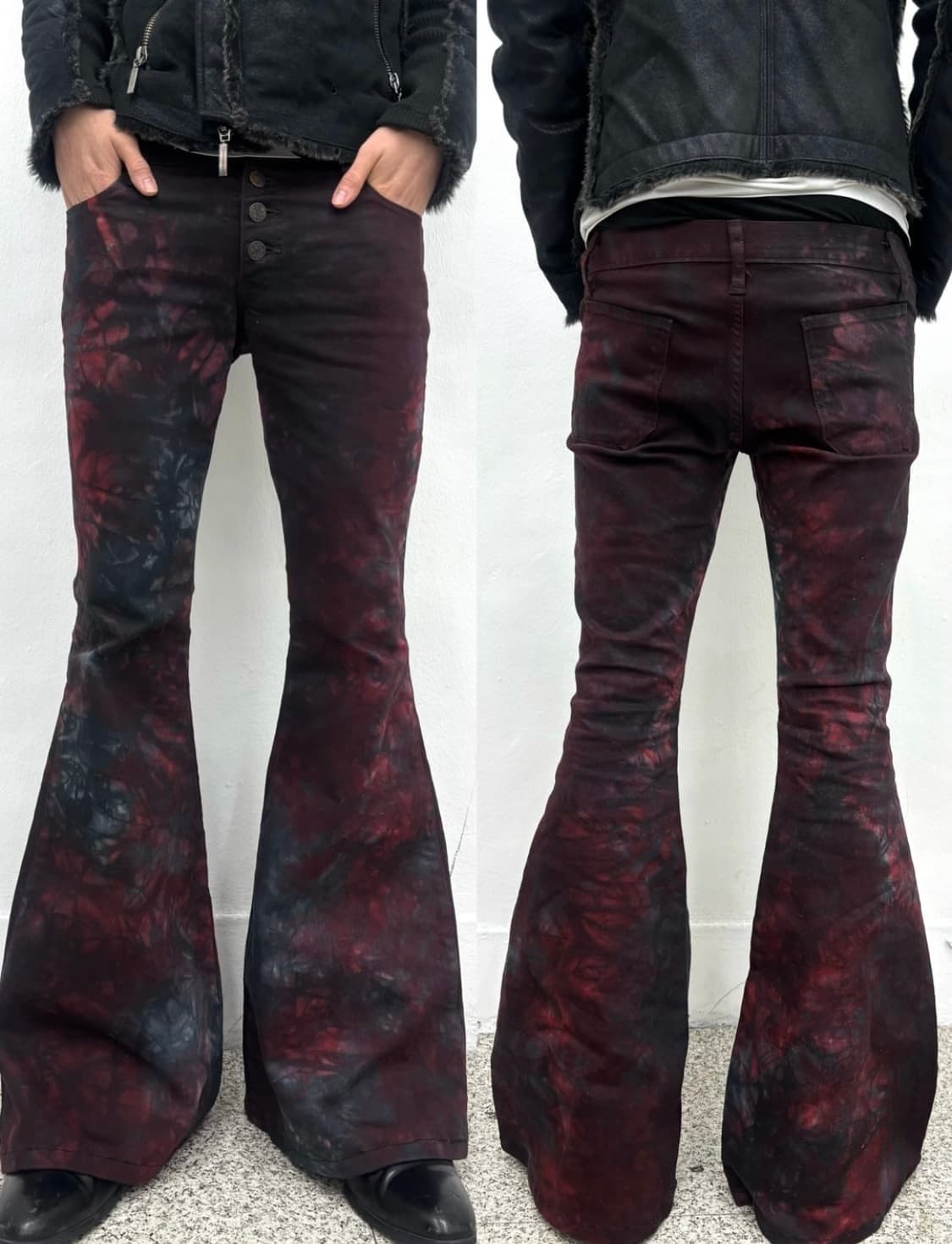 Dee dee blood dye waxed flared jeans 상품이미지1