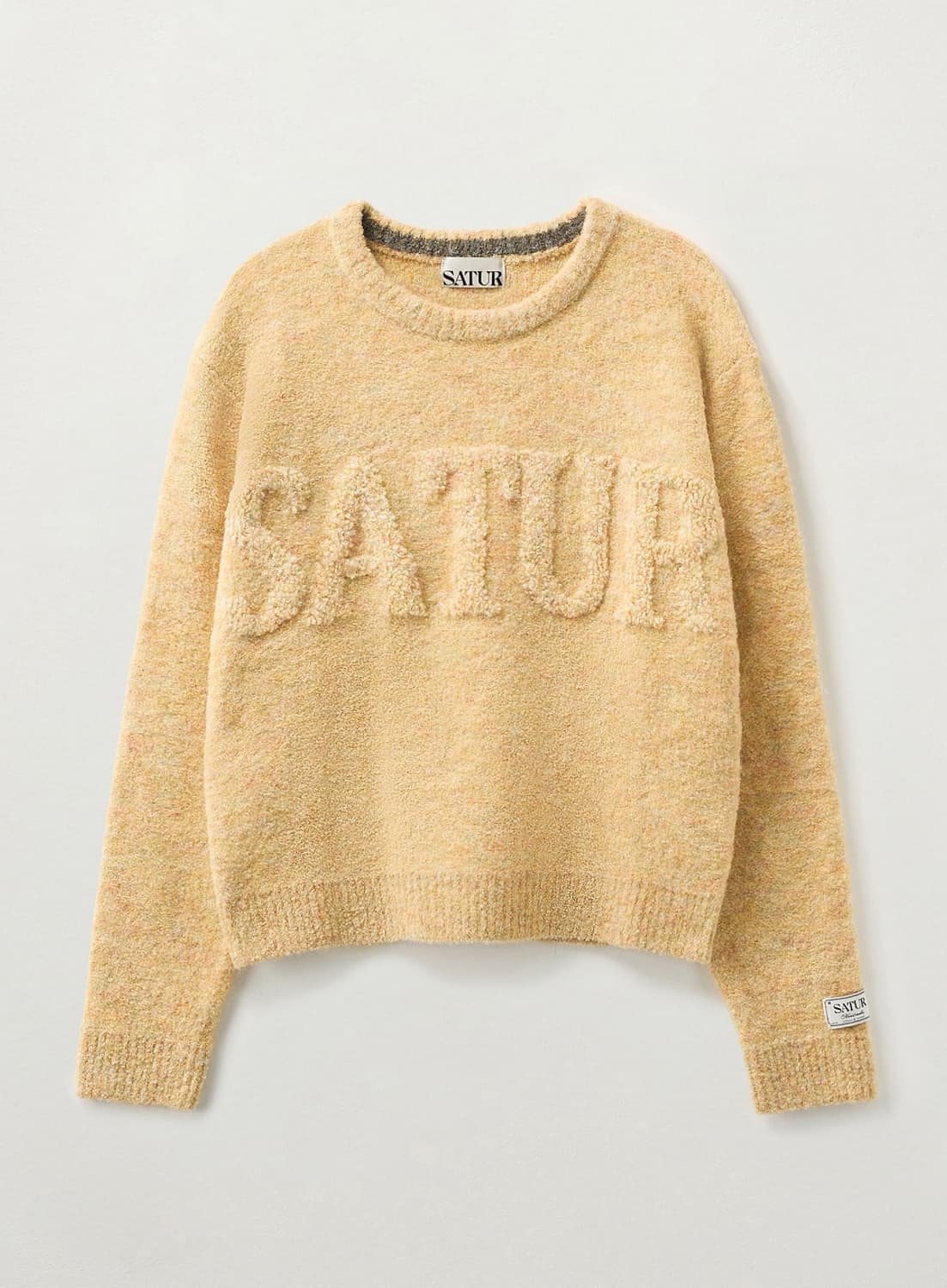  SATUR Fleece Crew Neck Knit Yellow S 상품이미지1