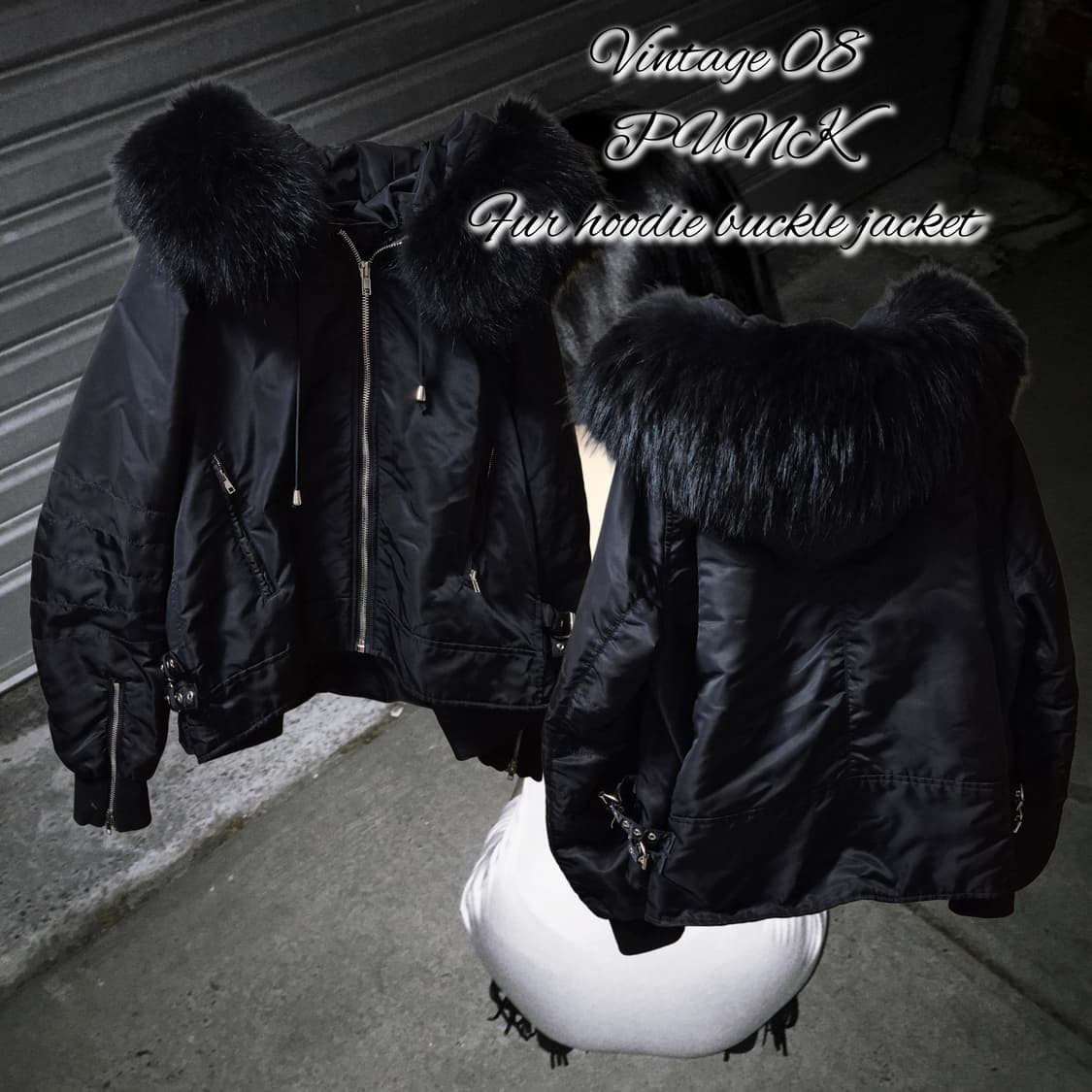 Vintage 08 PUNK Fur hoodie buckle jacket 상품이미지1