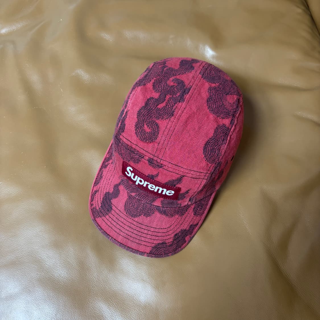 슈프림 캠프캡 모자 박스로고 플레임 데님 레드 상품이미지5