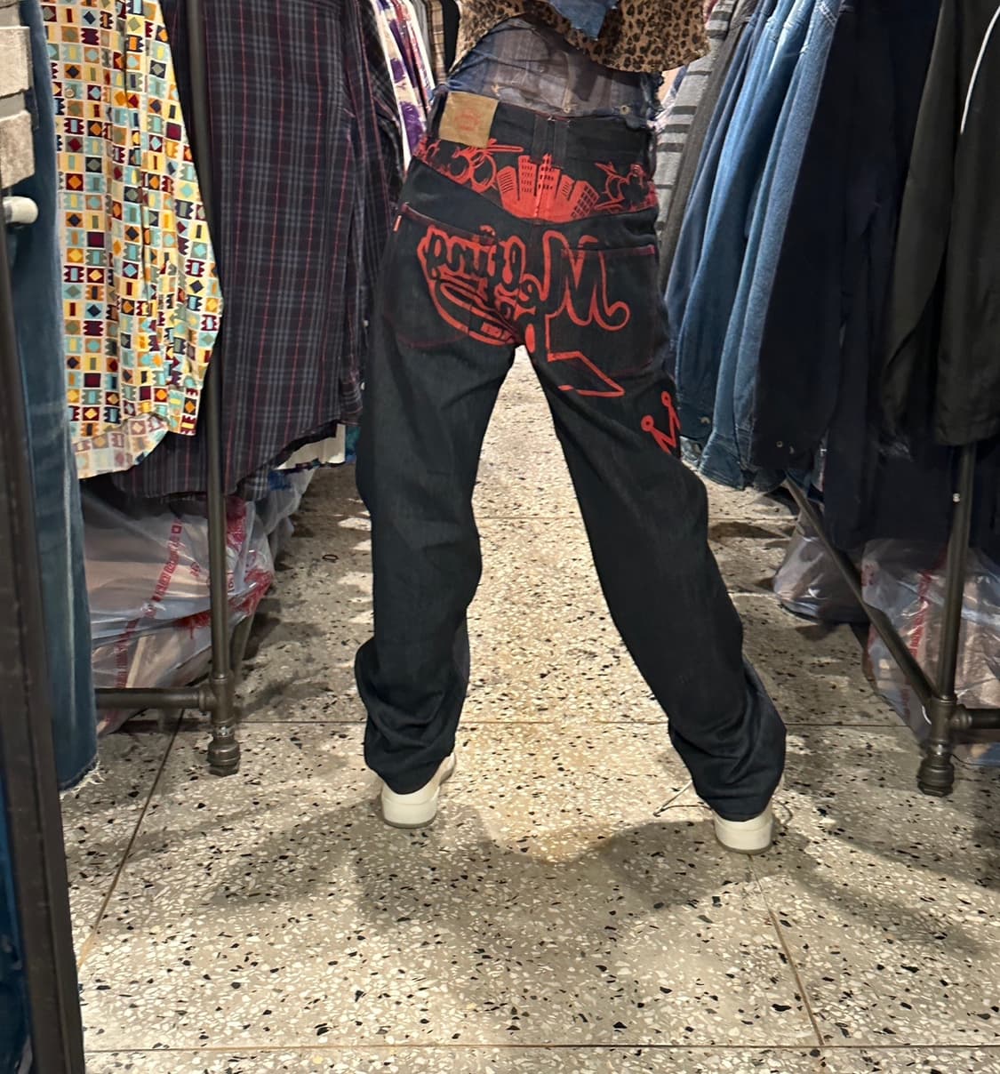 옥토퍼스 아미 프린팅 와이드 데님 상품이미지7