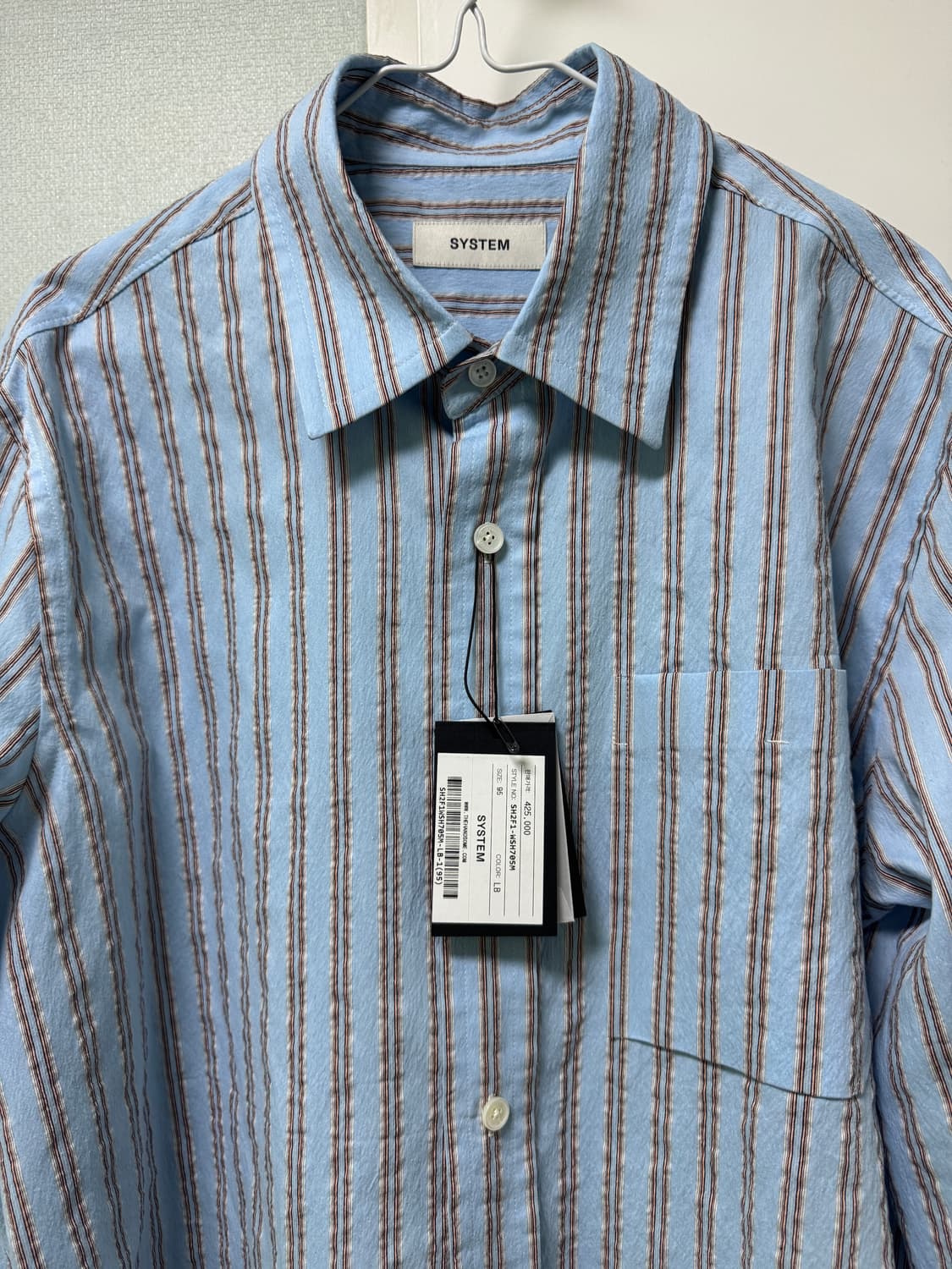 SYSTEM HOMME 스트라이프 칼라 셔츠 95오버핏 상품이미지4