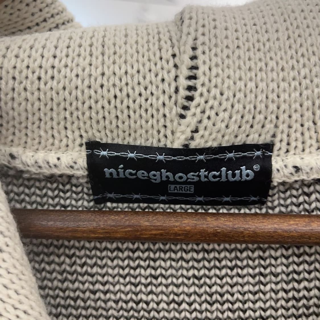 나이스 고스트 클럽 키치 쓰리스타즈 트윙클 니트 후드티 L C08959 상품이미지5